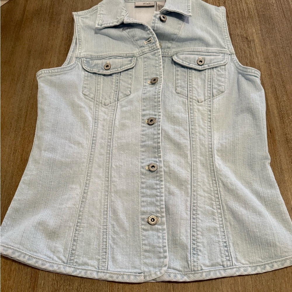Chico's Platinum Light Blue Denim Vest